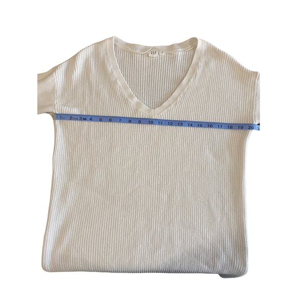 Gap Sweater Women's V-Neck White Basic Long Sleeve Cable Knit Cabin Small - Picture 8 of 10